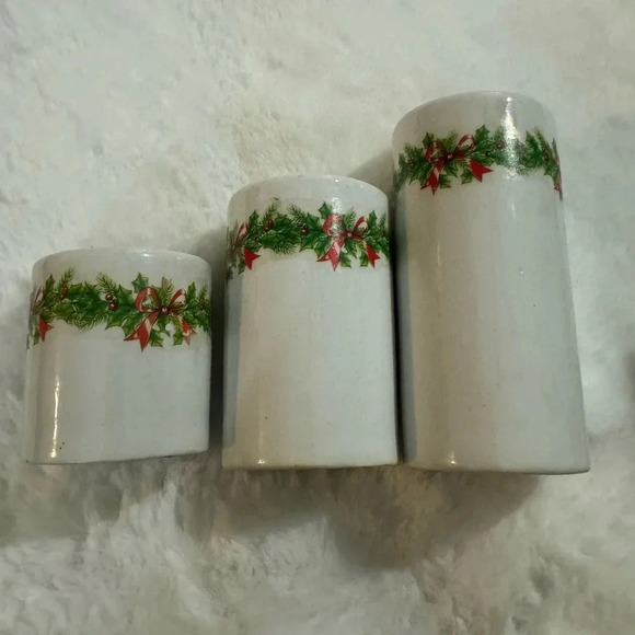 Vintage Ceramic Holly & Ivy Berry Candle Holders Original 90’s Christmas Decor - Picture 2 of 14